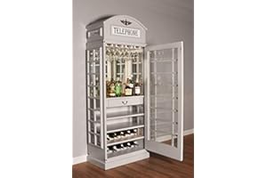 WHITE STAR Drinks Cabinet - Iconic BT Telephone Box Style Bar Finished in Retro Grey - EP15