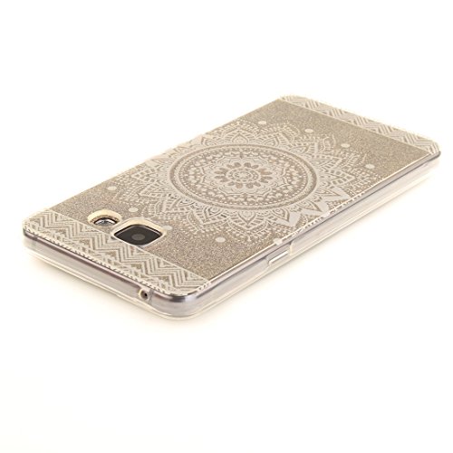 Funda Samsung Galaxy A5 2016 SM-A510F Wanxida Funda de Silicona TPU Carcasa Transparente Clara Soft Clear Case Cover Funda Blanda Delgada Carcasa Suave Ligera Caja Anti Rasgu  os Anti Choque Funda protectora con Dise  o   nico - Flor Blanca de Mandala