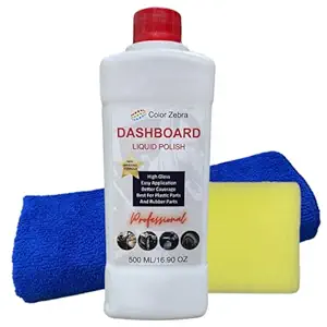 Color Zebra Car Dashboard Polish (500 ML Pack )with Instant UV Protection Restore New Look and High Gloss for Cars, Bike, Motorcycle with foam and microfiber | Suitable for Fiber, Plastic , vinyl surfaces