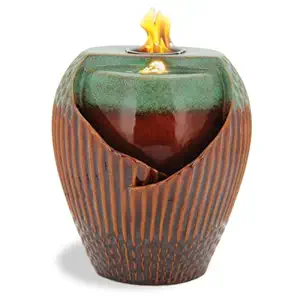 Pacific Dcor Osaka LED Flame Fountain, 12-Inch, Green/Brown