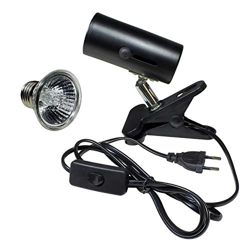 STBTECH l¢mparas de Calor,Abrazadera l¢mpara Fixture para Reptiles.H¢bitat iluminaci®n,Ajustable Holder Soporte,Basking L¢mpara de Calor HAL®gena UVA UVB de 75W para Tanque de Tortuga, Lagarto