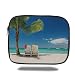 Produktbild Tablet Bag for Ipad air 2/3/4/mini 9.7 inch,Seaside Decor,Relaxing Scene on Remote Beach with Palm Tree Chairs and Boats Panoramic Picture,Blue Green,Bag