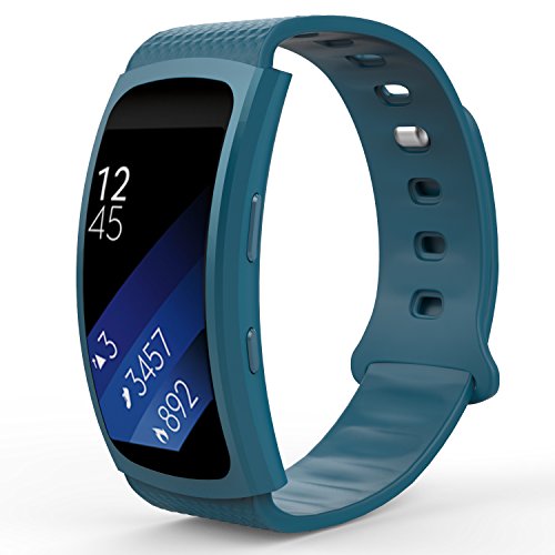 MoKo Samsung Gear Fit2 Correa  Fit 2 Pro Pulsera Deportiva Silicona Suave Reemplazo Sport Band para Samsung Gear Fit 2 SM-R360 Smart Watch  Azul Oficial  3 Piezas de Bandas incluido para 2 Longitudes 