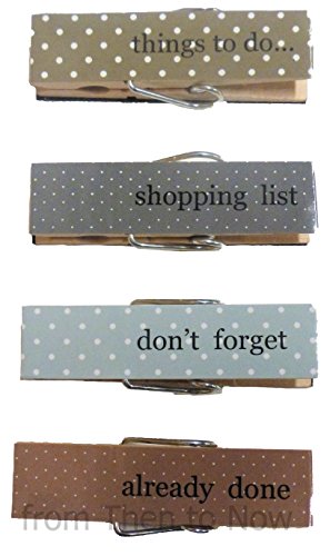 Set 4 Vintage gepunktet Shabby Chic Magnetverschluss Organizer Holz Klammern