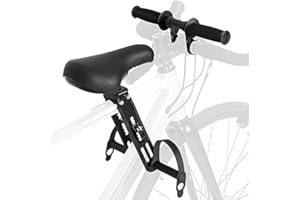 CONBLOM Seggiolino per Bici, Seggiolino per Bicicletta Anteriore con Attacco al Manubrio e Pedali per Bambini da 2 a 6 Anni (Nero)