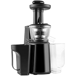 oneConcept Jimmie Andrews Extracteur de jus (pour fruits et légumes, 400W, récipients de 1l, 60-80 tours par minute, brosse de nettoyage et spatule incluses) - noir