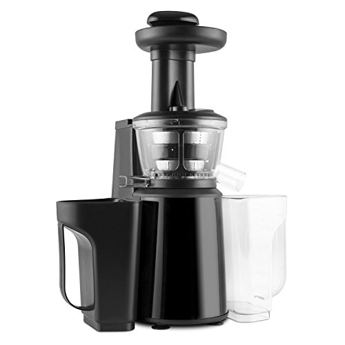 oneConcept Jimmie Andrews Extracteur de jus (pour fruits et légumes, 400W, récipients de 1l, 60-80 tours par minute, brosse de nettoyage et spatule incluses) - noir