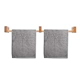  LEONNAGAR - Toallero de madera para montar en la pared, sin necesidad de taladrar, ideal como soporte para toalla de té, toallero de mano, Double Track