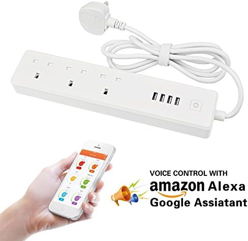Knaclean Wi-Fi Smart Power Strip, 3 Way Outlets Surge Protector 6 USB Ports Charging Station, Extension Code Work with Amazon Alexa and Google Home, Support IOS and Android
