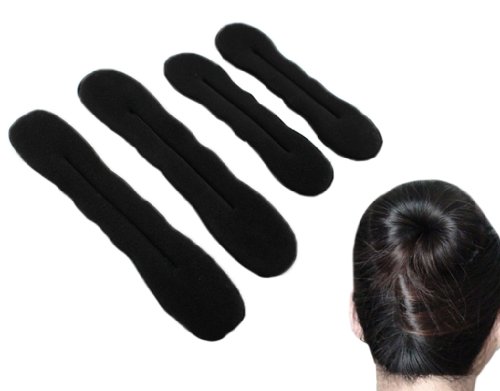 BONAMART 4X Hair Haar Twister, Schwamm Schwarz Frisurenhilfe Band Dutt Styler Haartwister S L