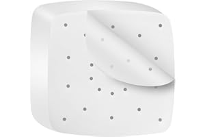 Ewwtrey 200 Pezzi Carta Pergamena Fodera per Friggitrice ad Aria, 22cm Carta Pergamena Perforata per Vapore per Friggitrice ad Aria, Cestello per Cottura a Vapore