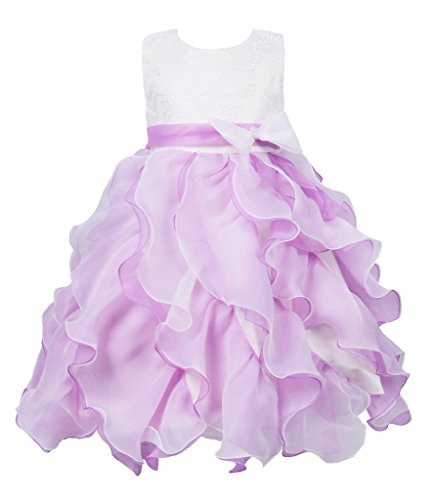 JerrisApparel Bambini del Vestito Principessa Festa in Costume Vestito a Strati Ragazza Formale (100cm, Viola)