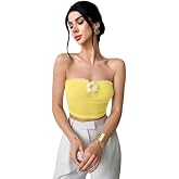 Solid Sweetheart Neck Tops for Woman with Lace Detailing and Flower On The Front || Crop top for Women Stylish Western