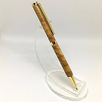 Stylo bille en bois d'olivier de France plaqué or 24K, fabriqué artisanalement en France.