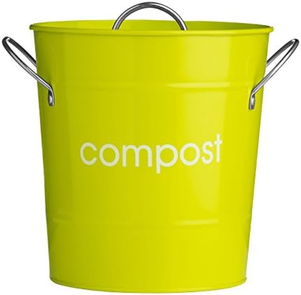 O2H Lime Green Compost Bins Garden Kitchen Bucket Bin Caddy Waste Rubbish Galvanised Steel Bins