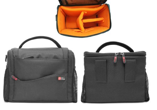 DURAGADGET Etui housse noir orange pour ranger votre appareil photo num  rique Nikon 1 J5  Olympus Stylus Tough TG-4  SH-2  TG-3  TG-850  TG-860 - Garantie 2 ans