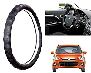 WolkomHome Ring Type Car Steering Wheel Cover (Finger Grip Black) for Maruti Alto K10 Old