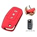 Produktbild Muchkey® Autoschlüsselhülle,  für Klappbare Funkschlüssel Schlüsselschutzhülle aus Silikon, 3 Tasten, rot 1 Stück