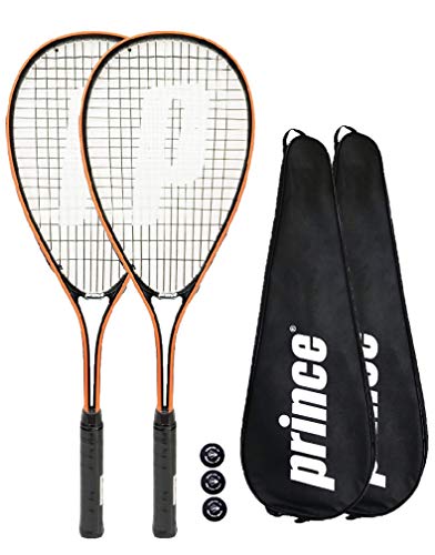 Prince 2 x Power Ti Raquettes de Squash + Covers + 3 Balles (Diverses Options)