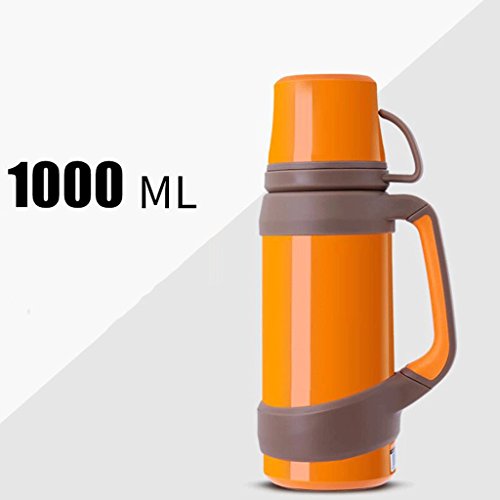 spécification Accueil Pot d'isolation en acier inoxydable Bouilloire Hôtel Isolation Tasse Voyage En plein air Pique-nique Bouteille chaude Grande capacité Orange Vert 1L UOMUN ( Couleur : B )