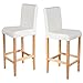 Produktbild Mendler 2x Barhocker Vicenza, Holz+LEDER ~ creme, helle Beine