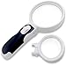 Price comparison product image Fancii LED Illuminated Hand Magnifying Glass Set for Reading, Strong 3X 5X Large Lens Handheld Magnifier with Light
