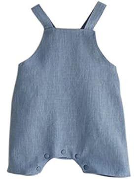 PanDaDa Baby Mädchen Jungen Baumwolle+Leinen Solid Farbe Hosenträger Insgesamt Hosen