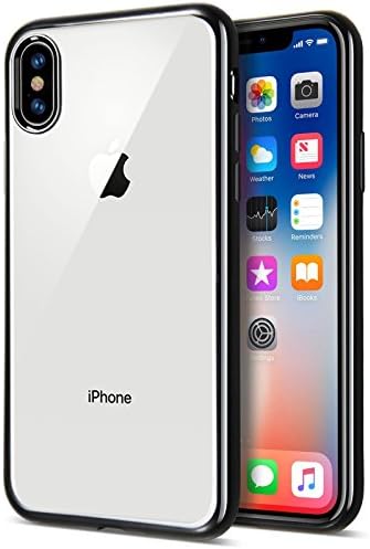 iPhone X Black Case, Clear Back Slim Fit Silicone Case and Screen Protector for iPhone X / iPhone 10 Cover [Black][5.8"], CaseTek TM