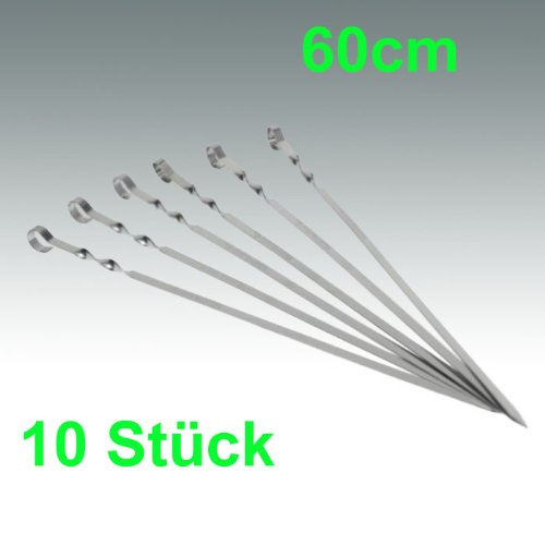 10 Schaschlikspiesse 1,5 mm. Edelstahl 60cm. Schampura Grillspiesse Fleischspiesse auch für Mangal