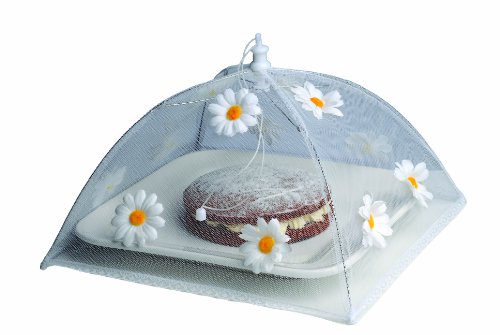 Epicurean Europe Fliegenhaube, Gänseblümchen-Design, 30 x 30 cm, Polyester mit Zinkrahmen, Weiß / Weiß / Gelb - 3