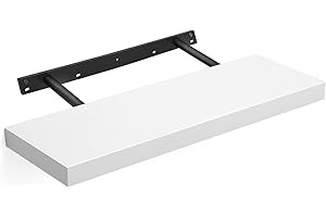VASAGLE Floating Shelf, Wall Shelf for Photos, 60 cm, Decorations, in Living Room, Kitchen, Hallway, Bedroom, Bathroom, White LWS26WT