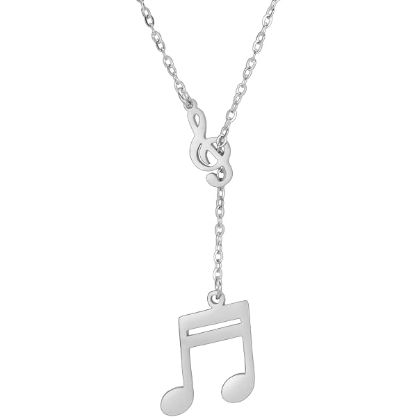 Collana Donna In Argento 925 Con Ciondolo Scritta Musica E Zirconia Cubica, Catena 45 Cm, Regalo In Sacchetto Di Velluto