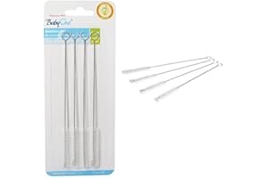 Babyono BBYONOSTRAWBRUSH Szczoteczki do Czyszczenia Butelek dla Dzieci, Srebro, 4 Sztuki