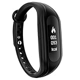 Fitness-Tracker Pulsmesser Wireless Smart Armband wasserdicht Activity Tracker Schrittzähler Armband Schlaf-Monitor Smartwatch für Android und IOS Smartphones(Black)