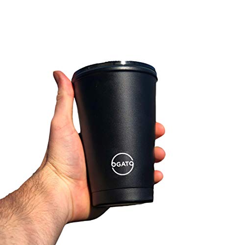 Reusable Eco Coffee Cup 12oz/355ml Portable Double Wall Insulated Thermal Coffee Cup with Lid - Keep Your Coffee hot and Replace Disposable Coffee Cups - Ogato Coffee Cup