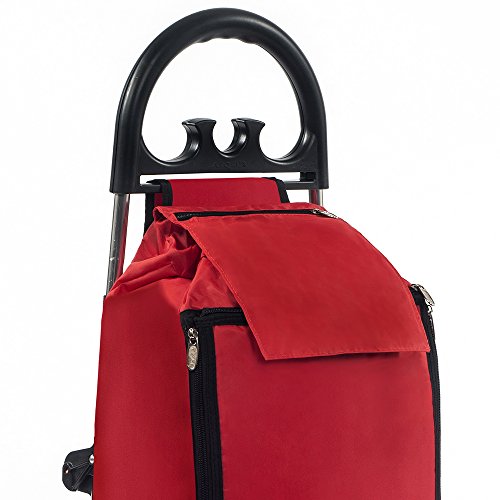 Treppensteiger Einkaufstrolley Seena in rot mit 50L & Kühlfach – Einkaufsroller Trolley bis 30kg belastbar – Gewicht nur 2.5kg - 4