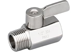 Emiif Full G 1/2" Flow Quick Control Shut-OFF Valve Shower Head Hand Water Saver Shut Off Valve Stainless Steel Handle Ball Valve