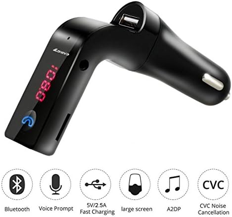 FM Transmitter, Wireless Bluetooth Car Kit Charger with Mic/TF Card/USB Drive/AUX Play Hands-free calls, Smart USB Charging for iPhone, iPad, Samsung Galaxy and Other Android Phones- (Black) TIANSHILI