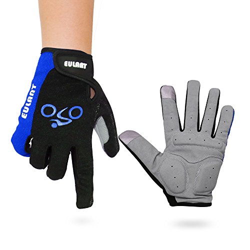 ONT Guanti da Bicicletta 1 Paio Guanti Sportivi Antiscivolo Traspiranti Unisex Guanti Full-Finger Blu/L