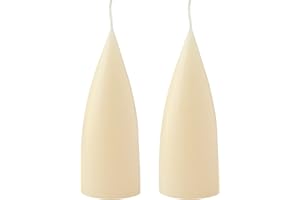 Kunstindustrien® Cone Shaped Candles, Made in Denmark, 43 Colours Available, Dripless & Smokeless Pillar Candles, Candles Long Burning 15 Hours, Unscented Candle Gift Set, 2pcs. 6.5 x 16cm (Ivory)