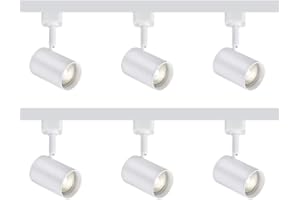 MANNINGHAM LIGHTING White Single Circuit 3M 3 Meter 6 Spot Heads Adjustable Tilt Angle for Kitchen Room Shop Multi Direction Display Lighting Track Rail Tape Light 5W GU10 LED Bulb