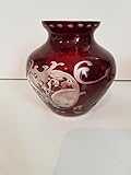 besondere Geschenksidee Antik Glas Vase Egermann böhmisches Glas Kristall rubin rot Glas Vase Sammler Glas gebraucht Zustand wie neu Höhe 10 cm