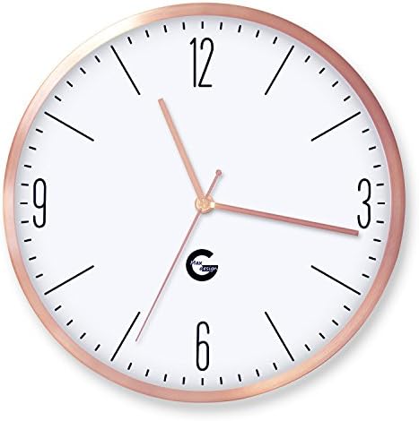 MaxG 12 Inches Silent Non-ticking Sweep Quartz Movement Wall Clock Rose Gold Brushed Aluminium Metal Frame Decorative Clock Large Watch For Kitchen Living Room Bedroom Office