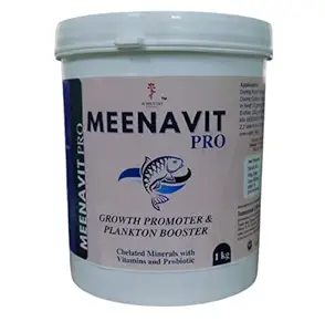 MEENAVIT PRO - Chelated Mineral Mixture (Powder) Feed Supplement for Aquaculture | Growth Promoter | Plankton Booster | for Aquaculture | Fish, Shrimp, Biofloc, Artificial Pond, Aquaponics - 1 kg