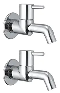 Drizzle Bib Cock Flora Brass Chrome Plated/Bathroom Taps/Quarter Turn Foam Flow Tap - Set of 2