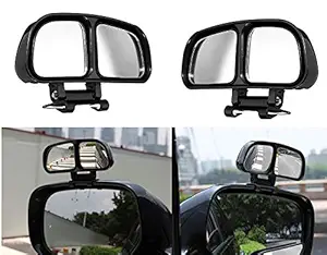 Sarte 3R Original Car Blind Spot Mirror 360 Adjustable Angle, Double Glass, 2 Piece Right & Left (Black)