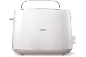 Philips Tostadora, 2 Ranuras, 8 Ajustes, Rejilla Calientabollos, Descongelación, Elevación Alta, Apagado Auto, Blanco, HD2581