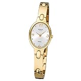 Regent Damen-Armbanduhr Elegant Analog Titan-Armband gold Quarz-Uhr Ziffernblatt silber URF1092