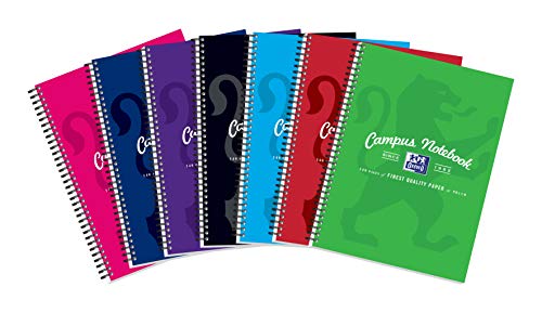 Oxford Campus, A4 Notebook, Wirebound, Assorted Colours Pack of 5