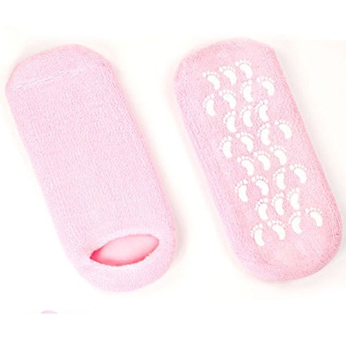 Tinksky Spa Gel Socks Soften Whitening Moisturizing Treatment Skincare Socks - Free Size (Pink)